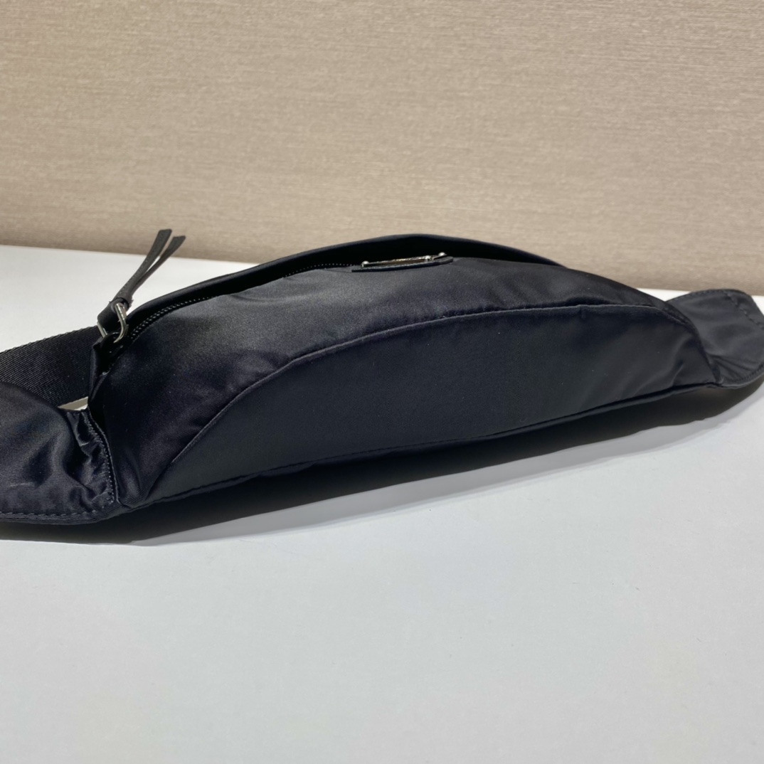 Pra*a black re-nylon and saffiano leather belt bag