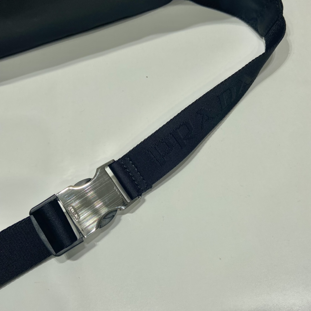 Pra*a black re-nylon and saffiano leather belt bag