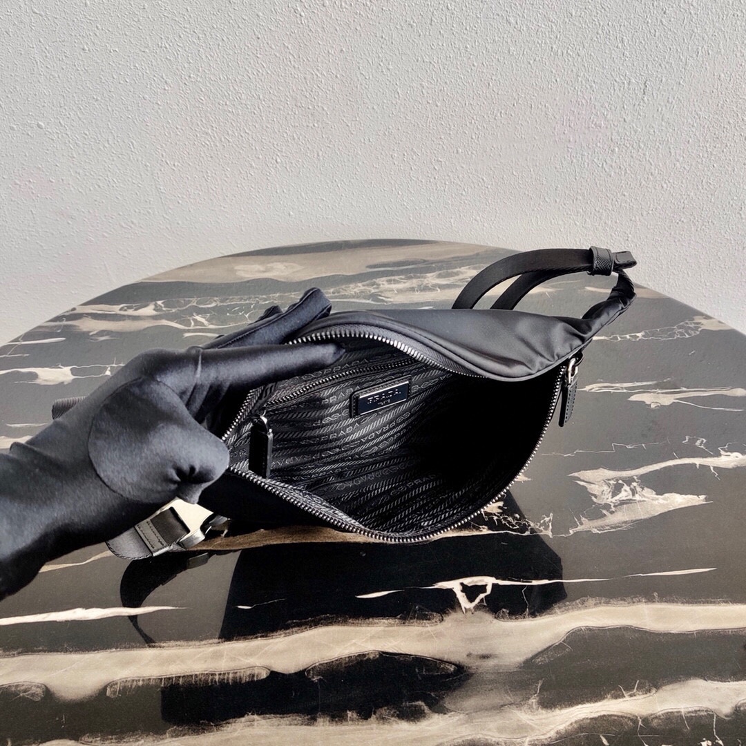 Pra*a  black re-nylon belt bag