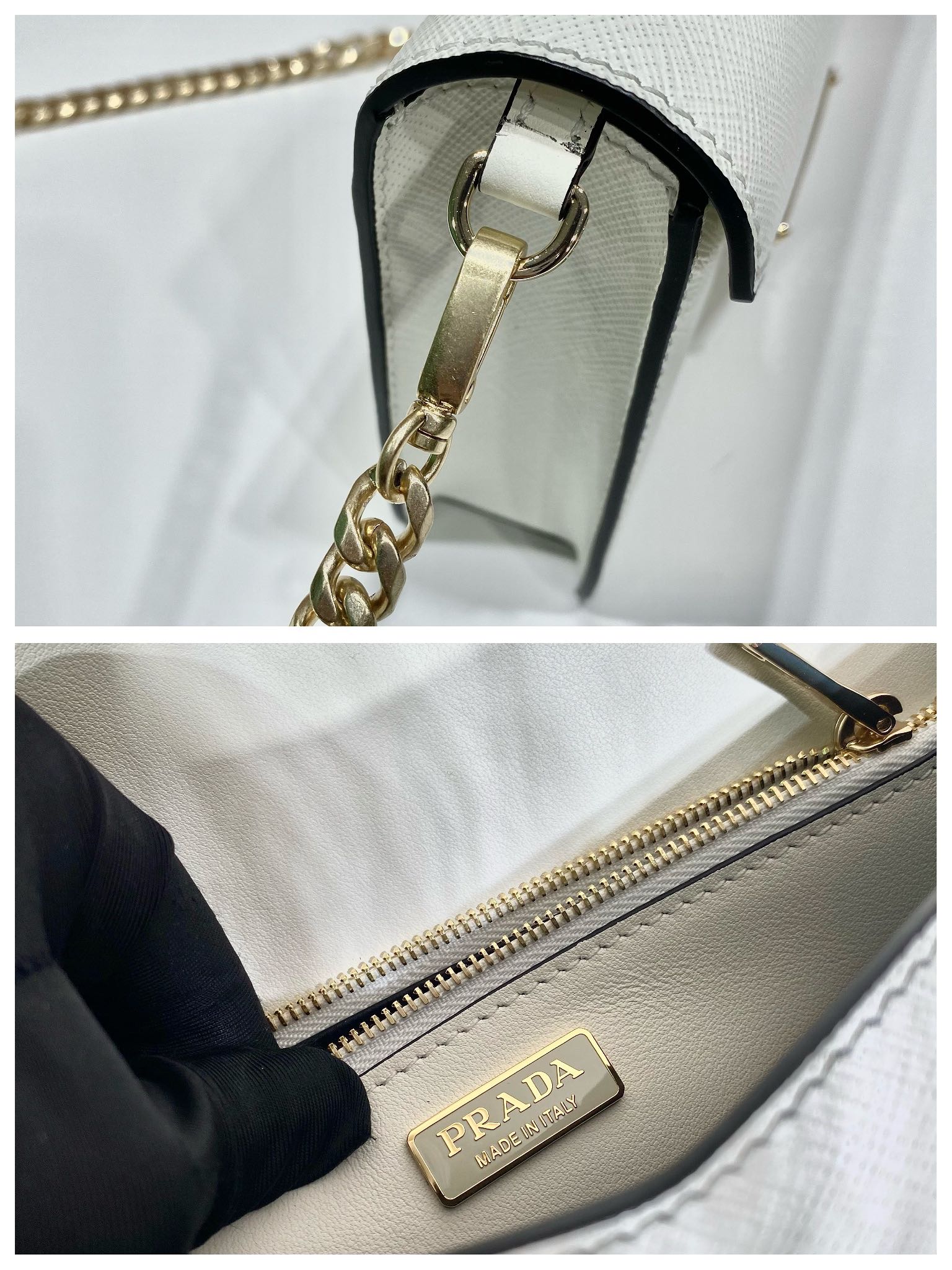 Pra*a saffiano leather shoulder bag