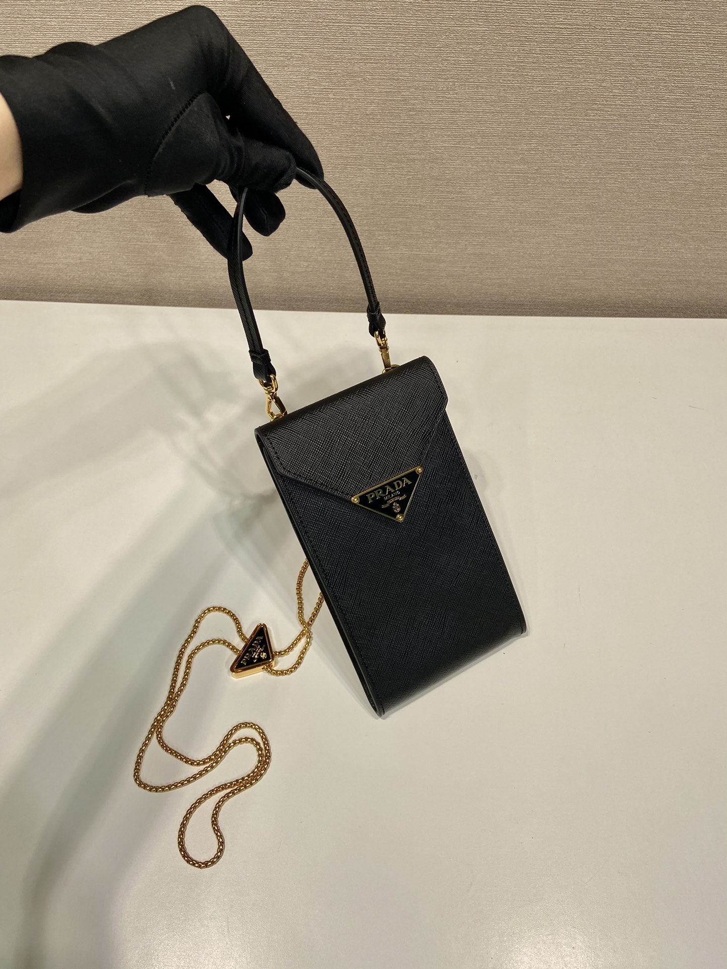 Pra*a saffiano leather mini-bag