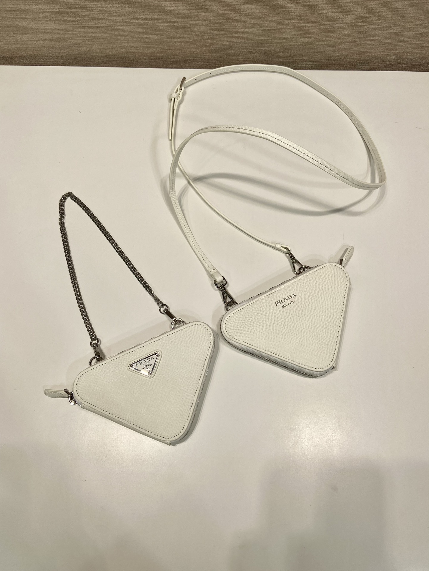 Pra*a saffiano leather mini pouch
