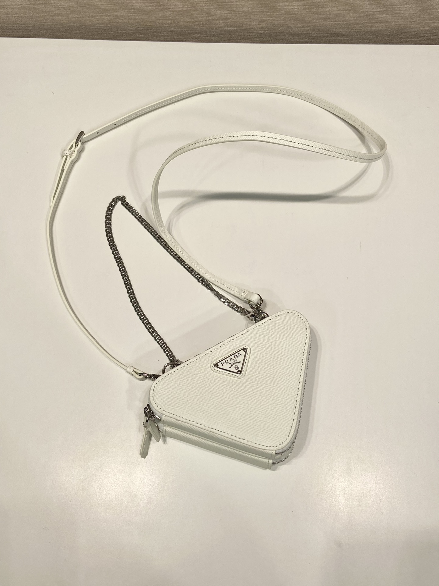 Pra*a saffiano leather mini pouch