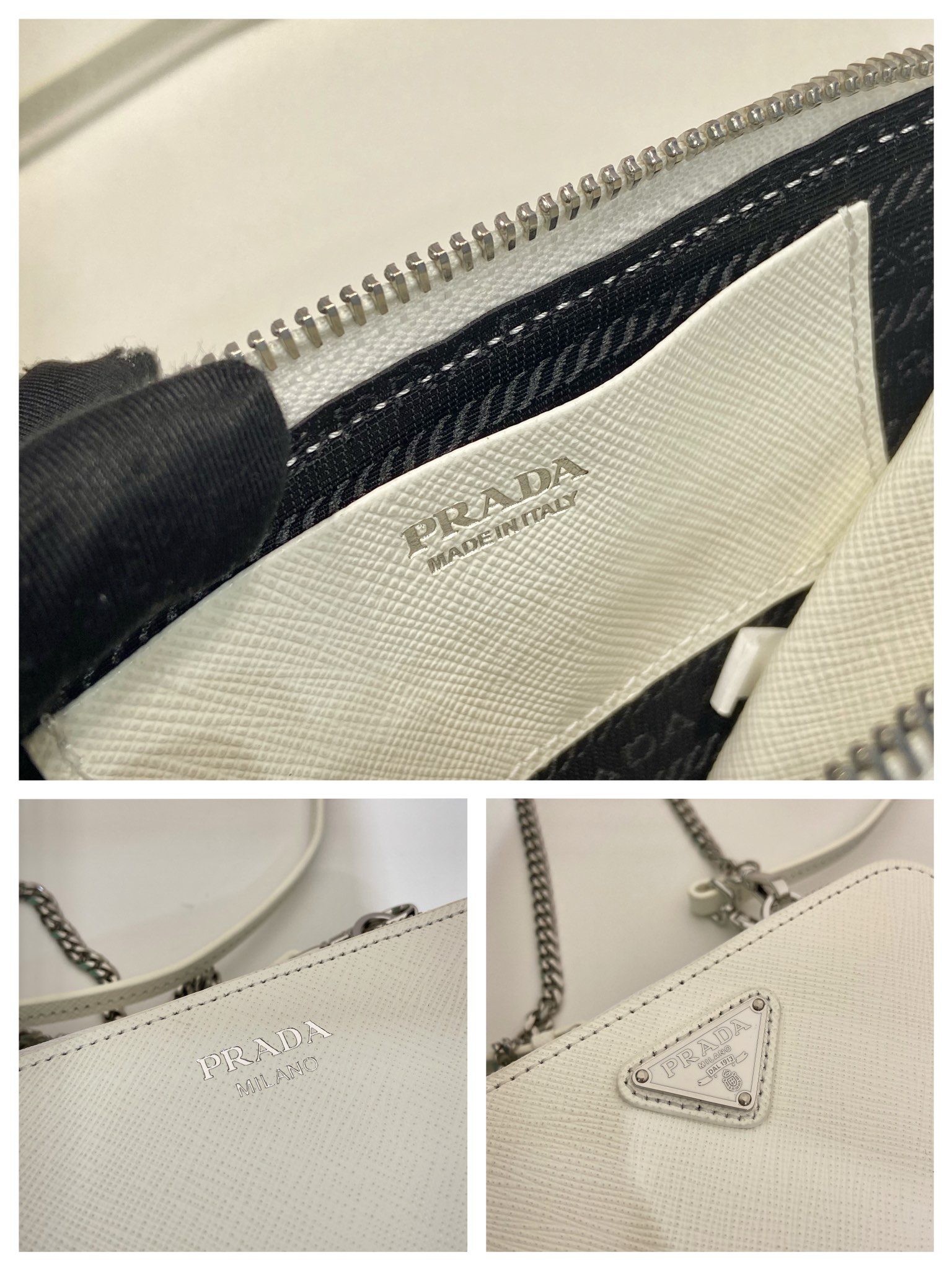 Pra*a saffiano leather mini pouch