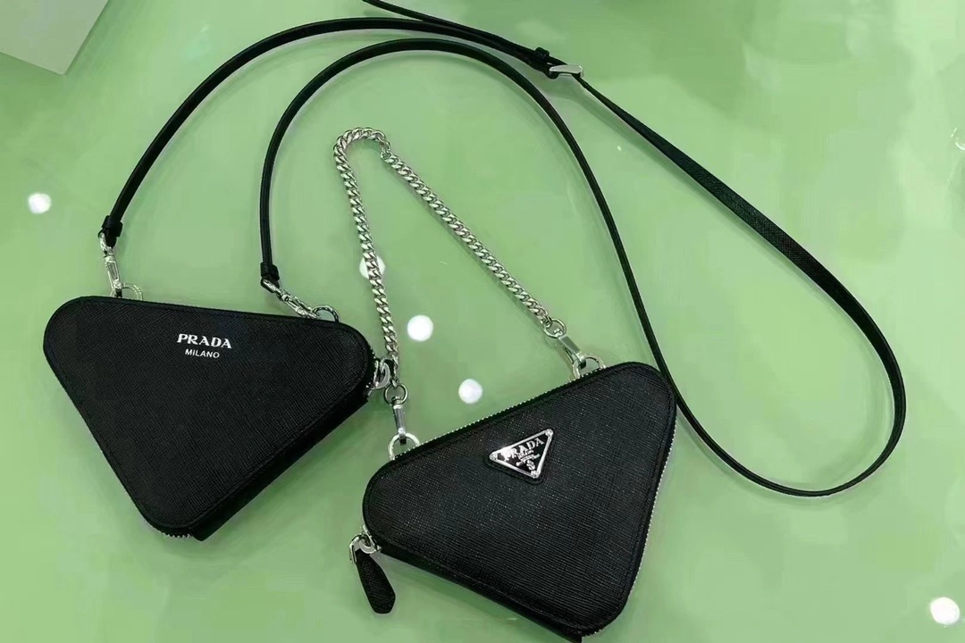 Pra*a saffiano leather mini pouch