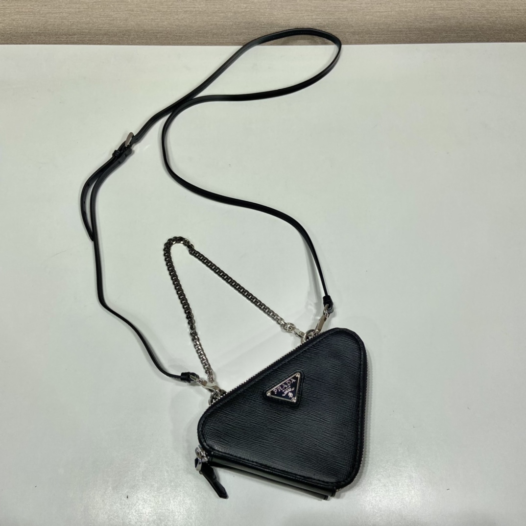 Pra*a saffiano leather mini pouch