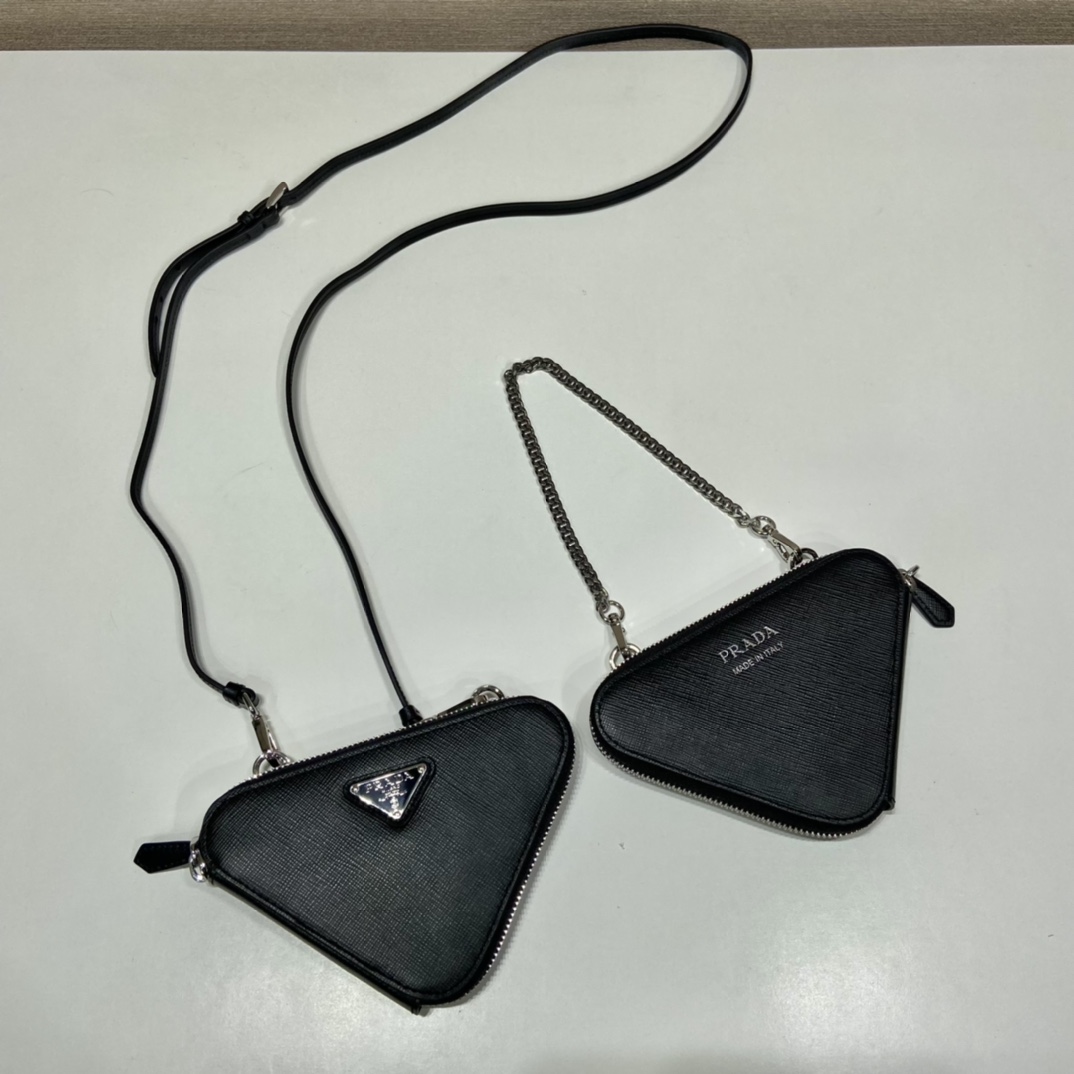 Pra*a saffiano leather mini pouch