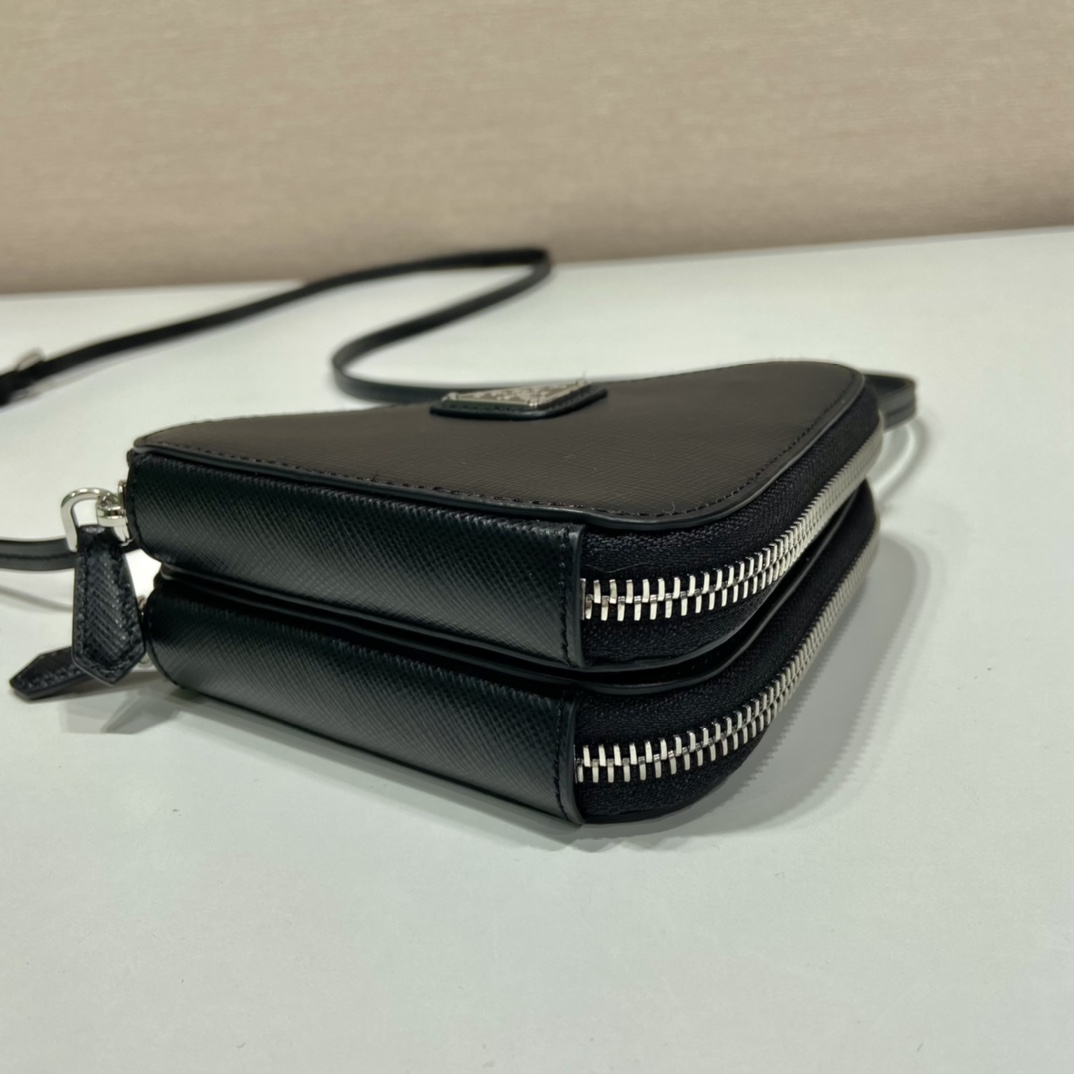 Pra*a saffiano leather mini pouch