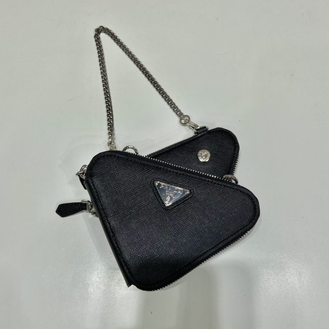 Pra*a saffiano leather mini pouch