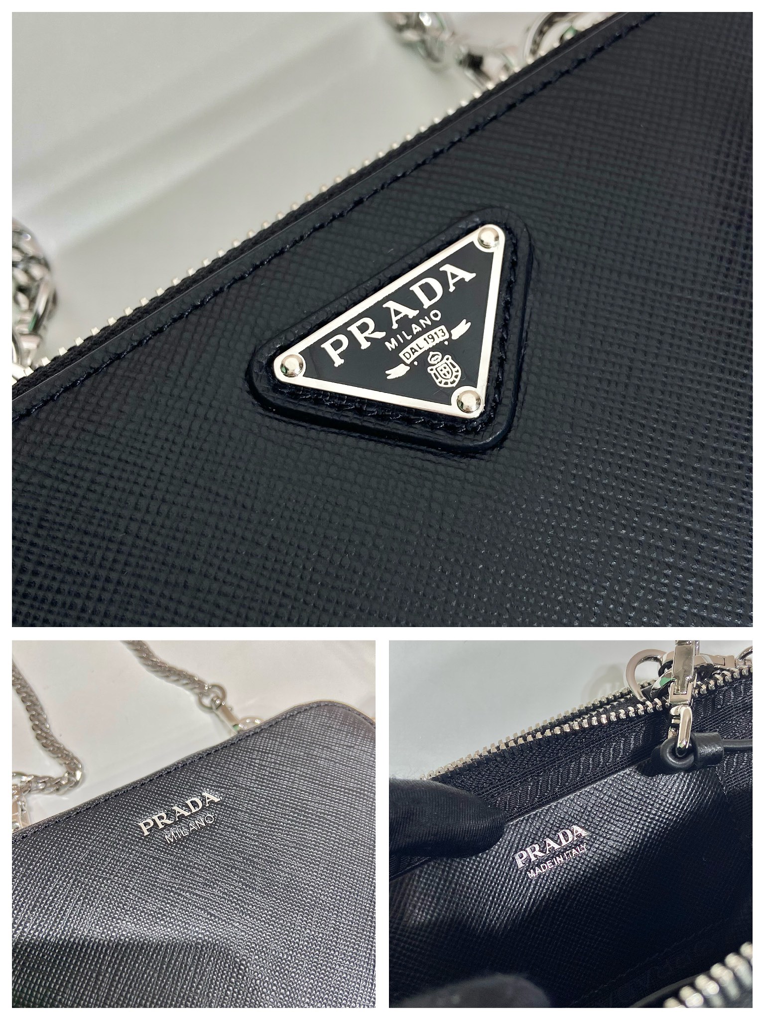 Pra*a saffiano leather mini pouch