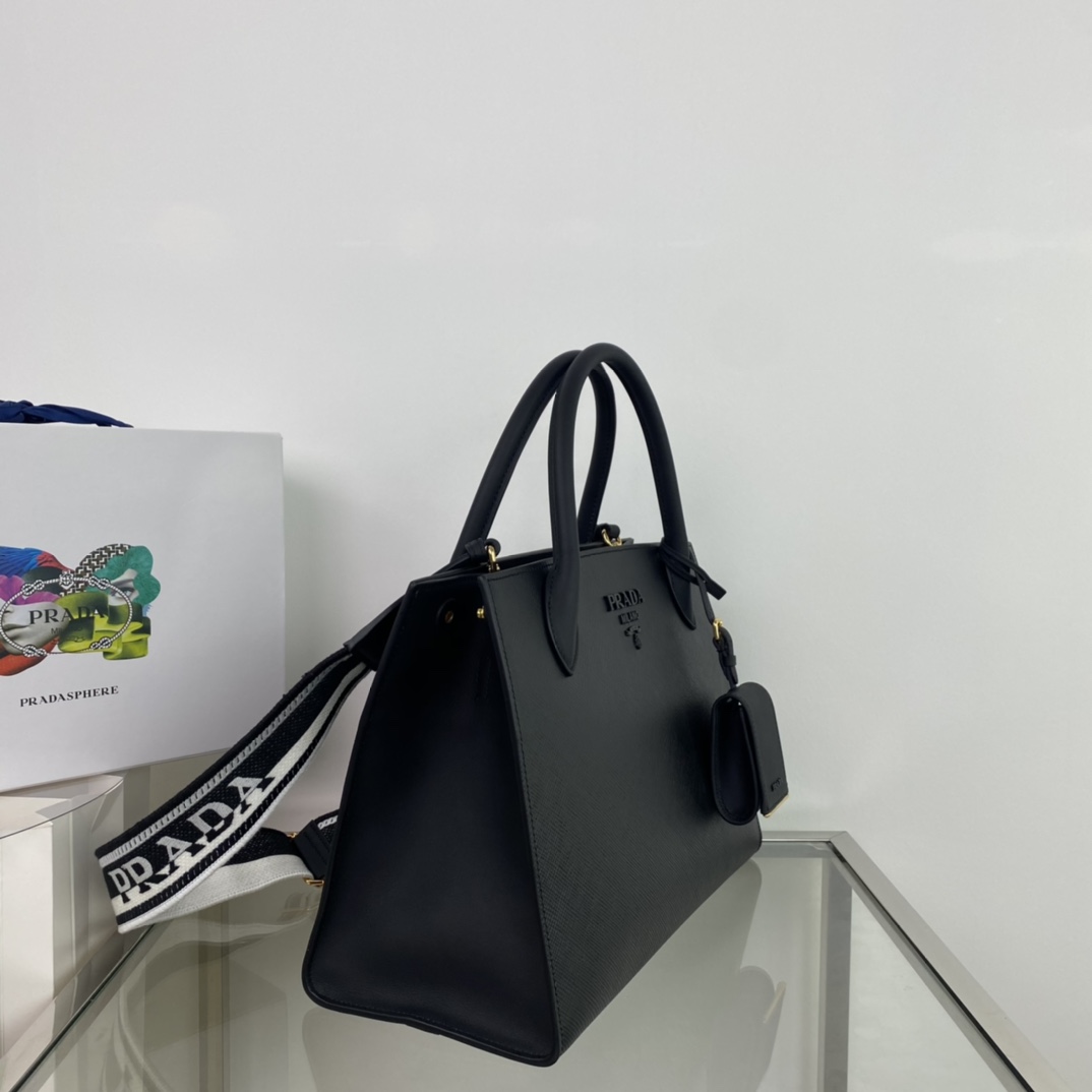 Pra*a monochrome medium saffiano bag