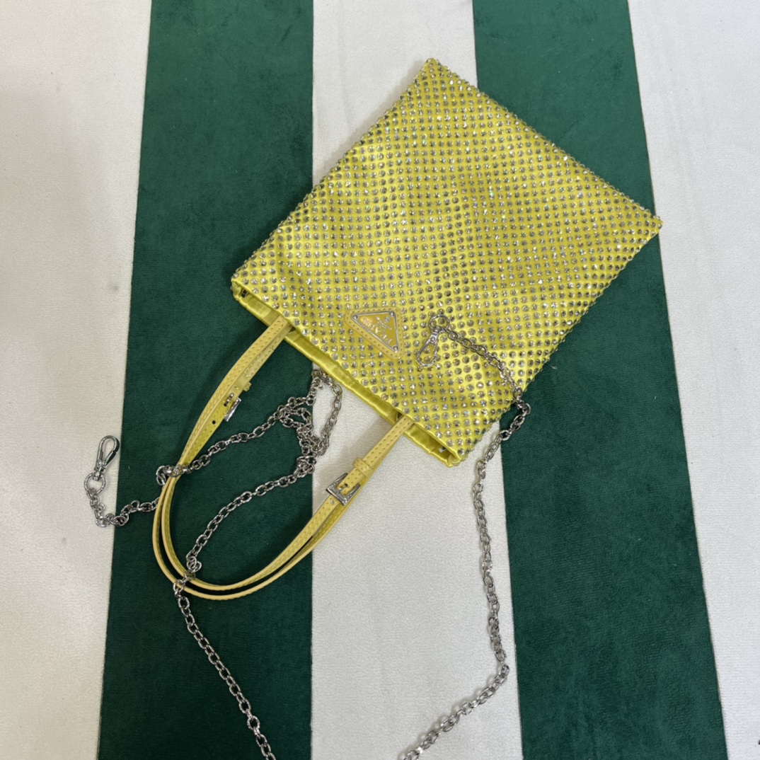 Pra*a satin handbag with crystals