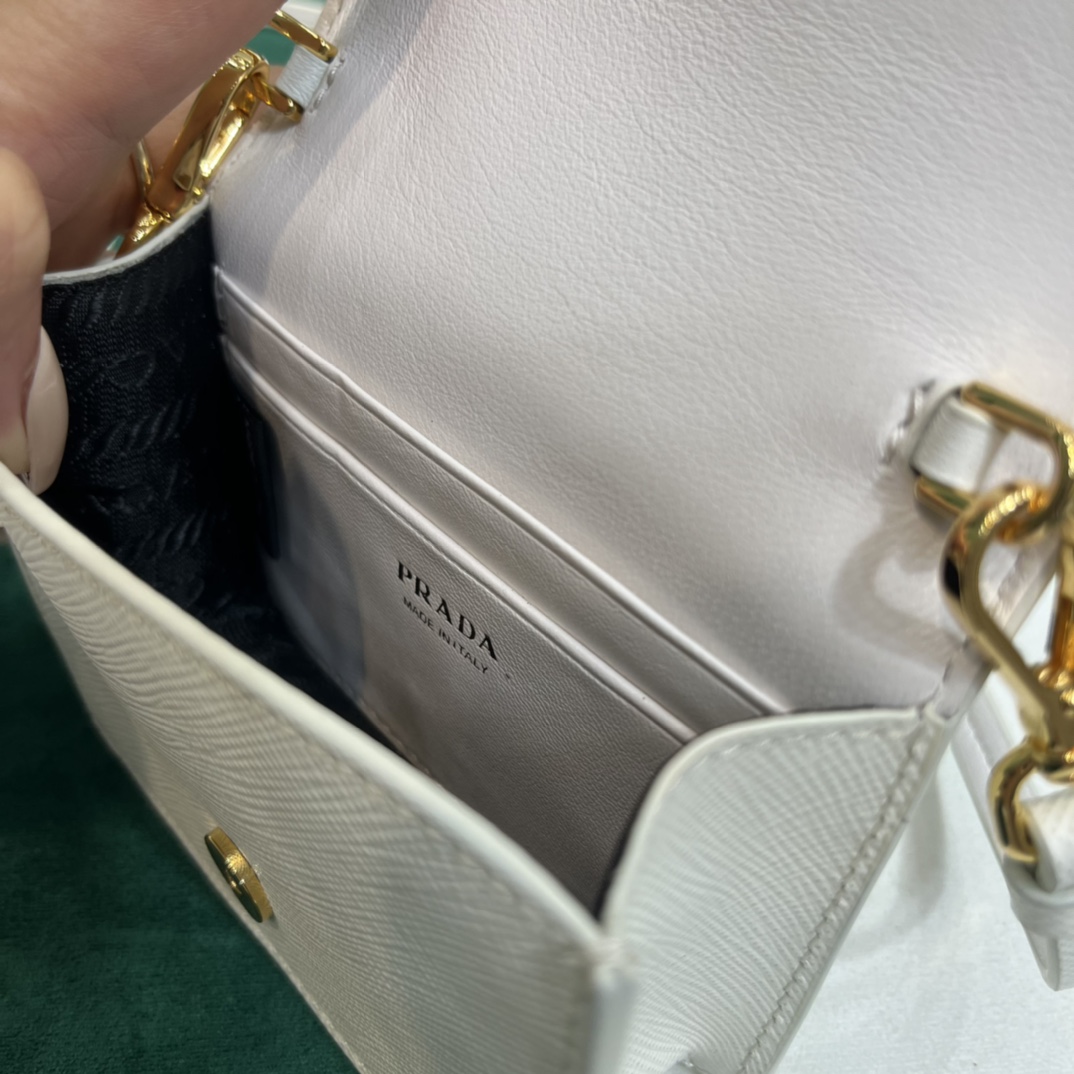Pra*a saffiano leather card holder with shoulder strap