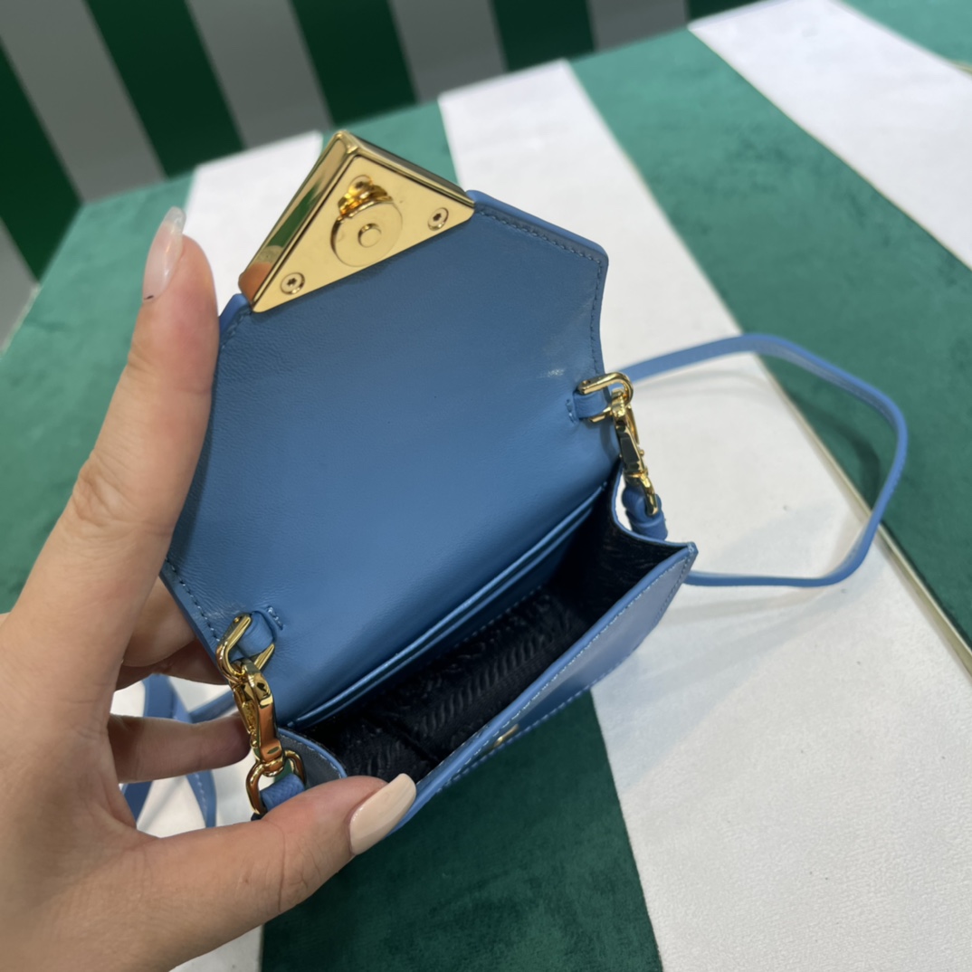Pra*a saffiano leather card holder with shoulder strap