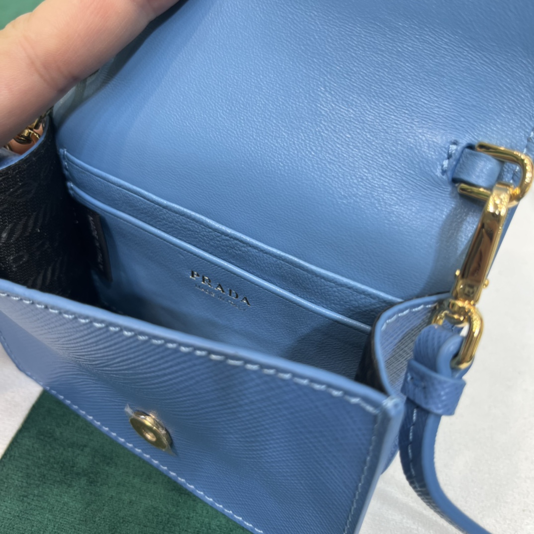 Pra*a saffiano leather card holder with shoulder strap