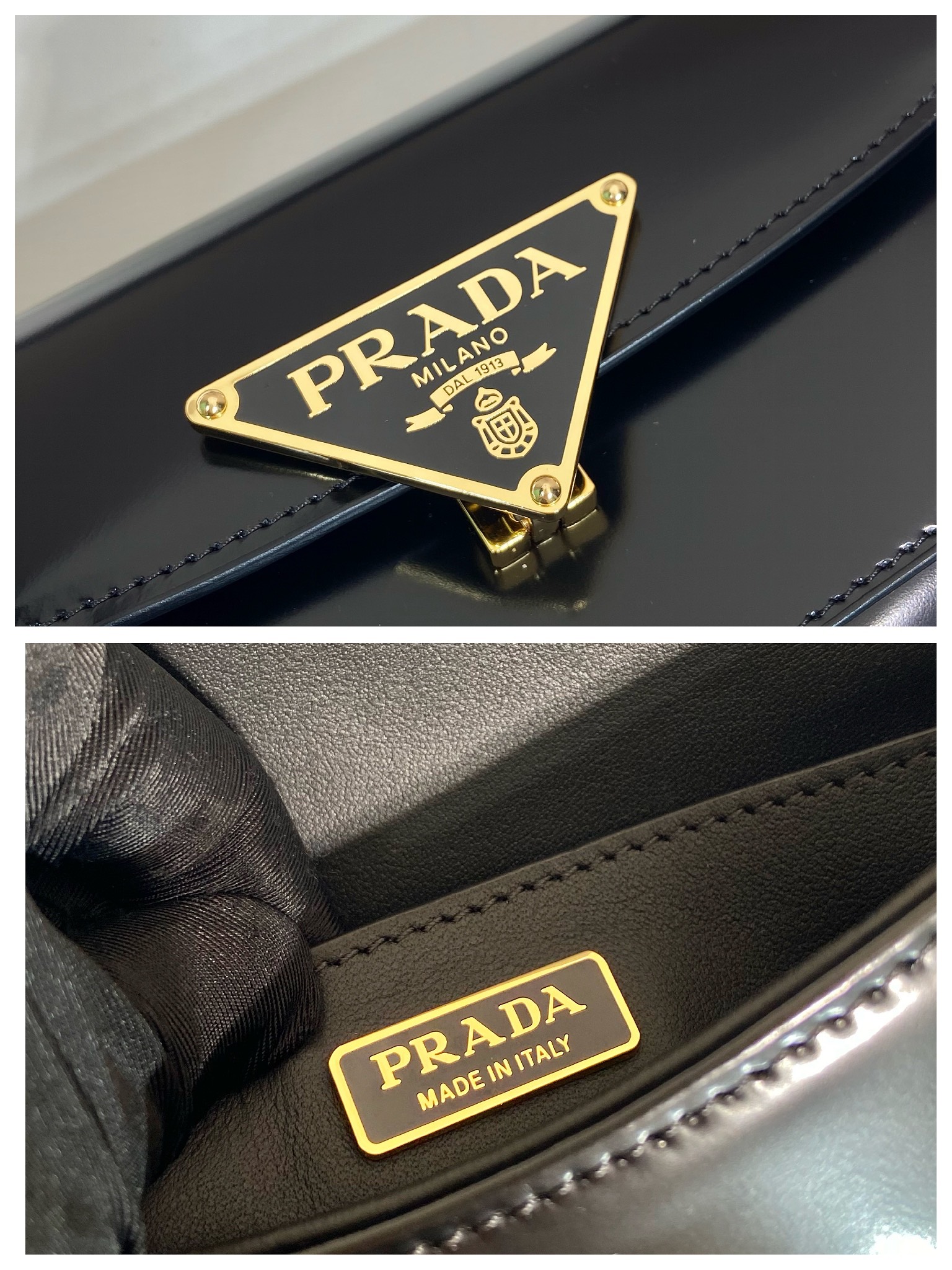 Pra*a brushed leather shoulder bag