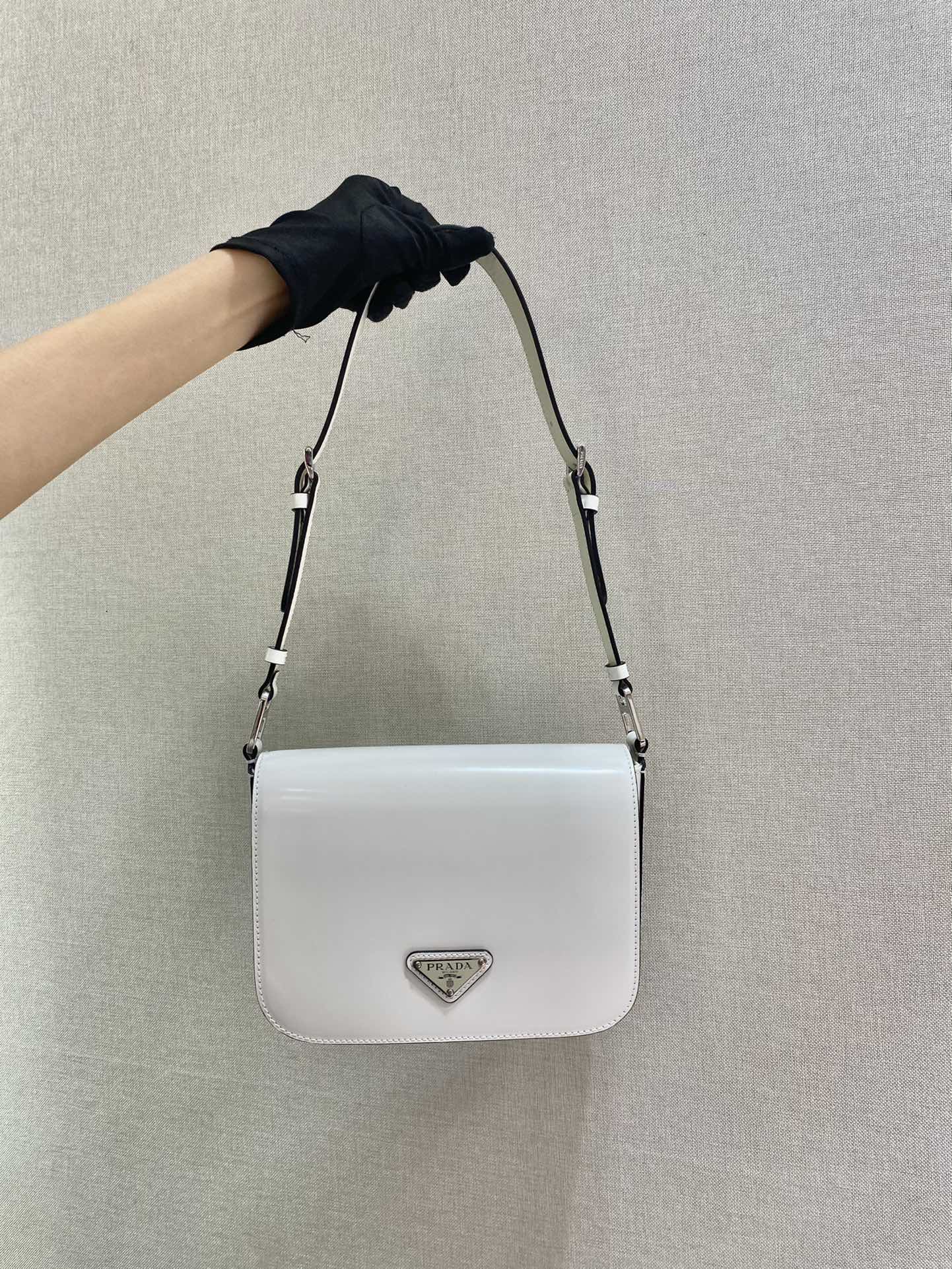Pra*a brushed leather shoulder bag