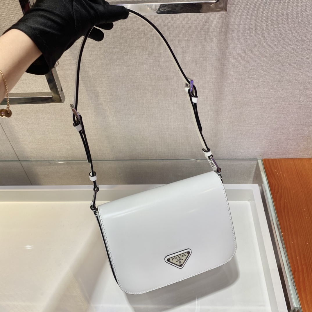 Pra*a brushed leather shoulder bag