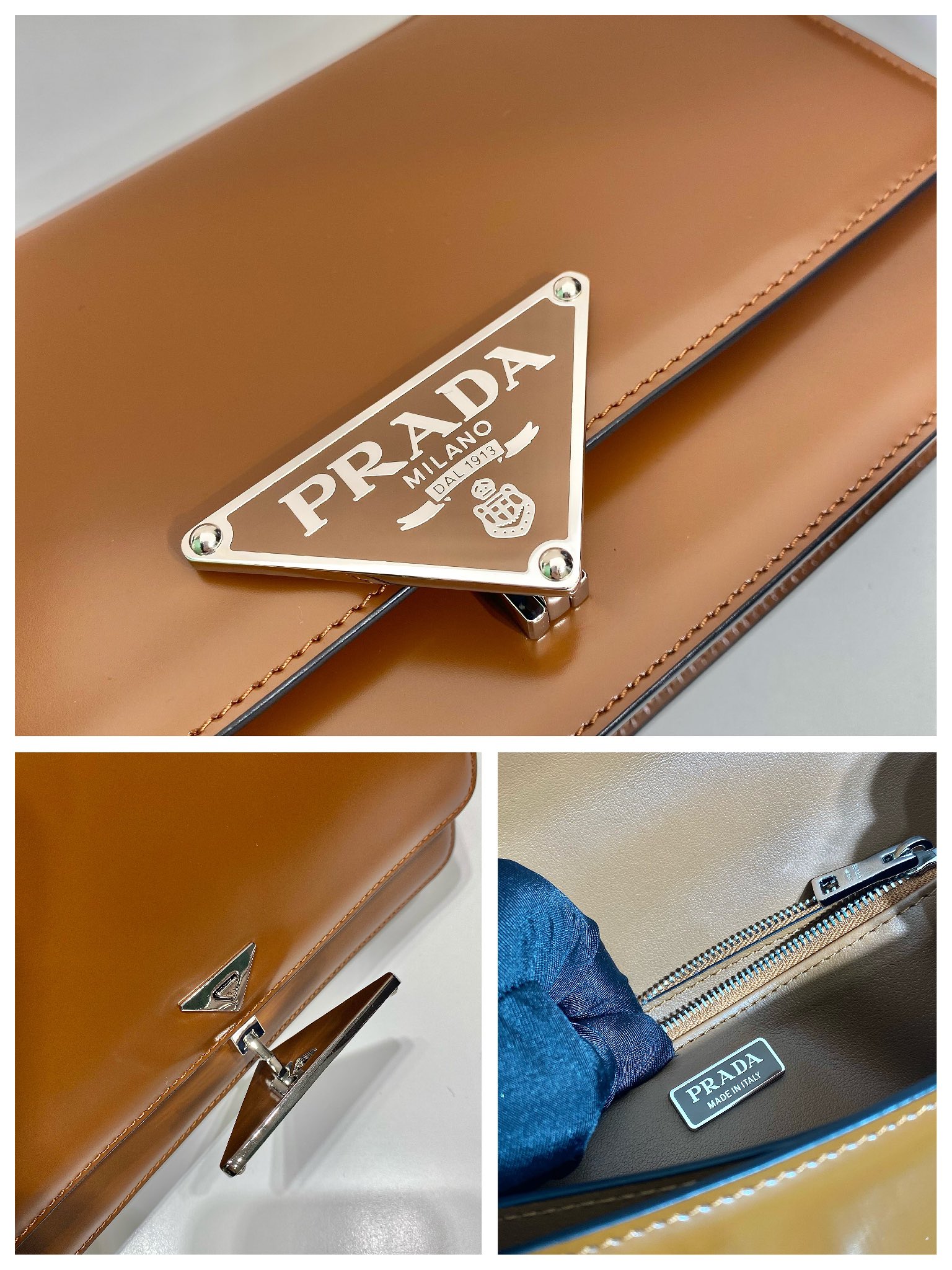 Pra*a emblème brushed-leather bag