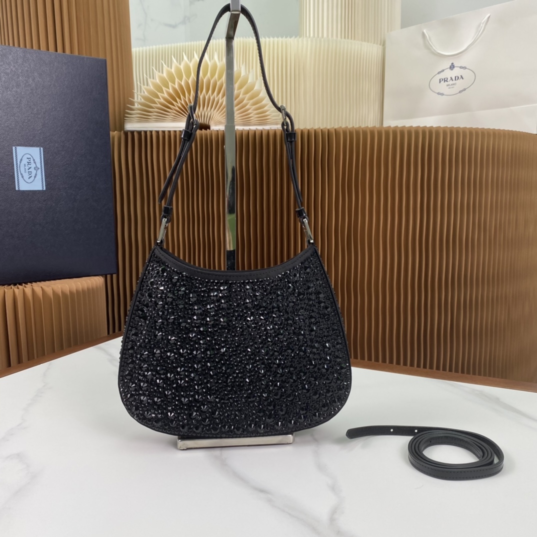 Pra*a cleo satin bag with crystals