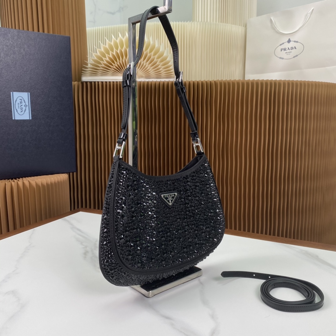 Pra*a cleo satin bag with crystals