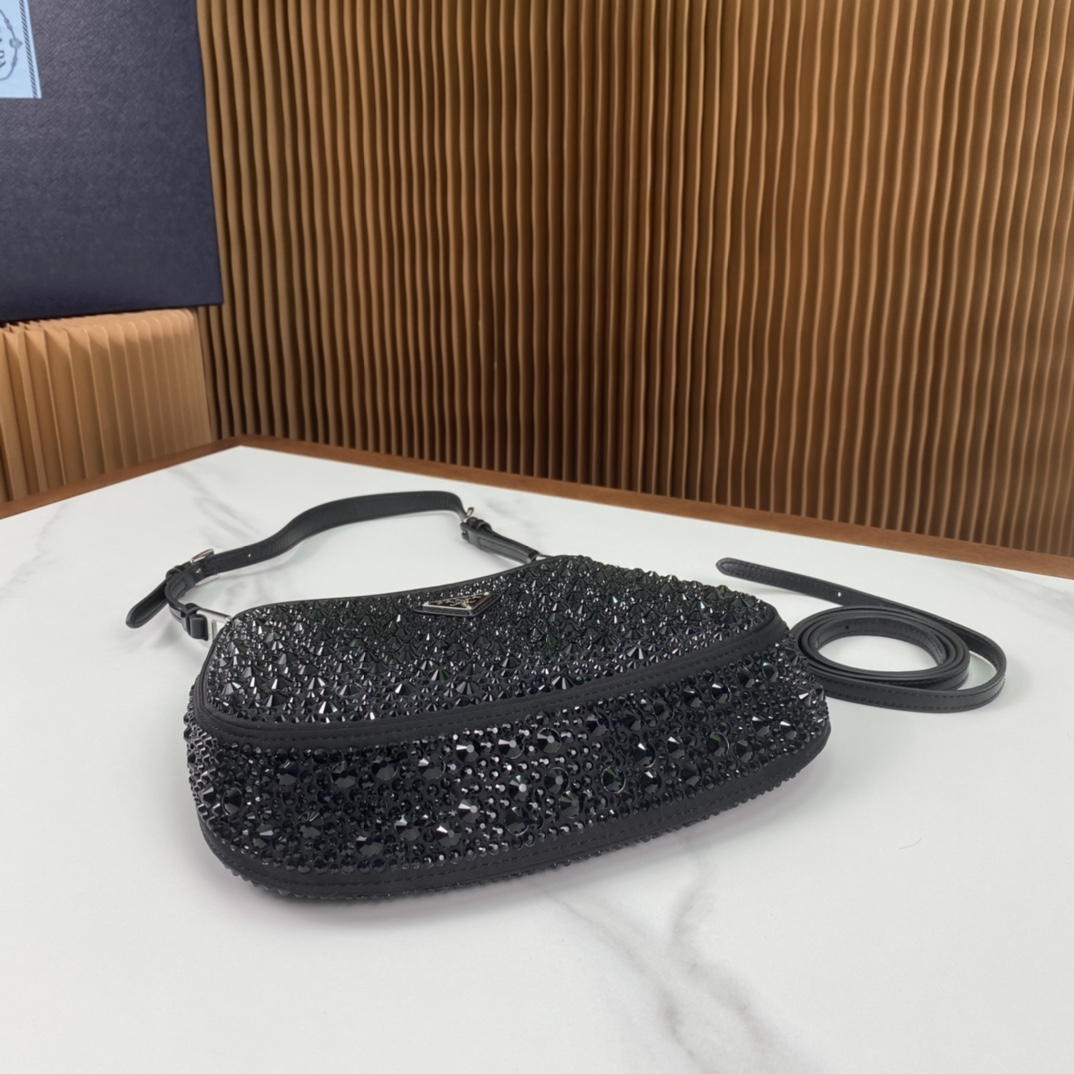 Pra*a cleo satin bag with crystals