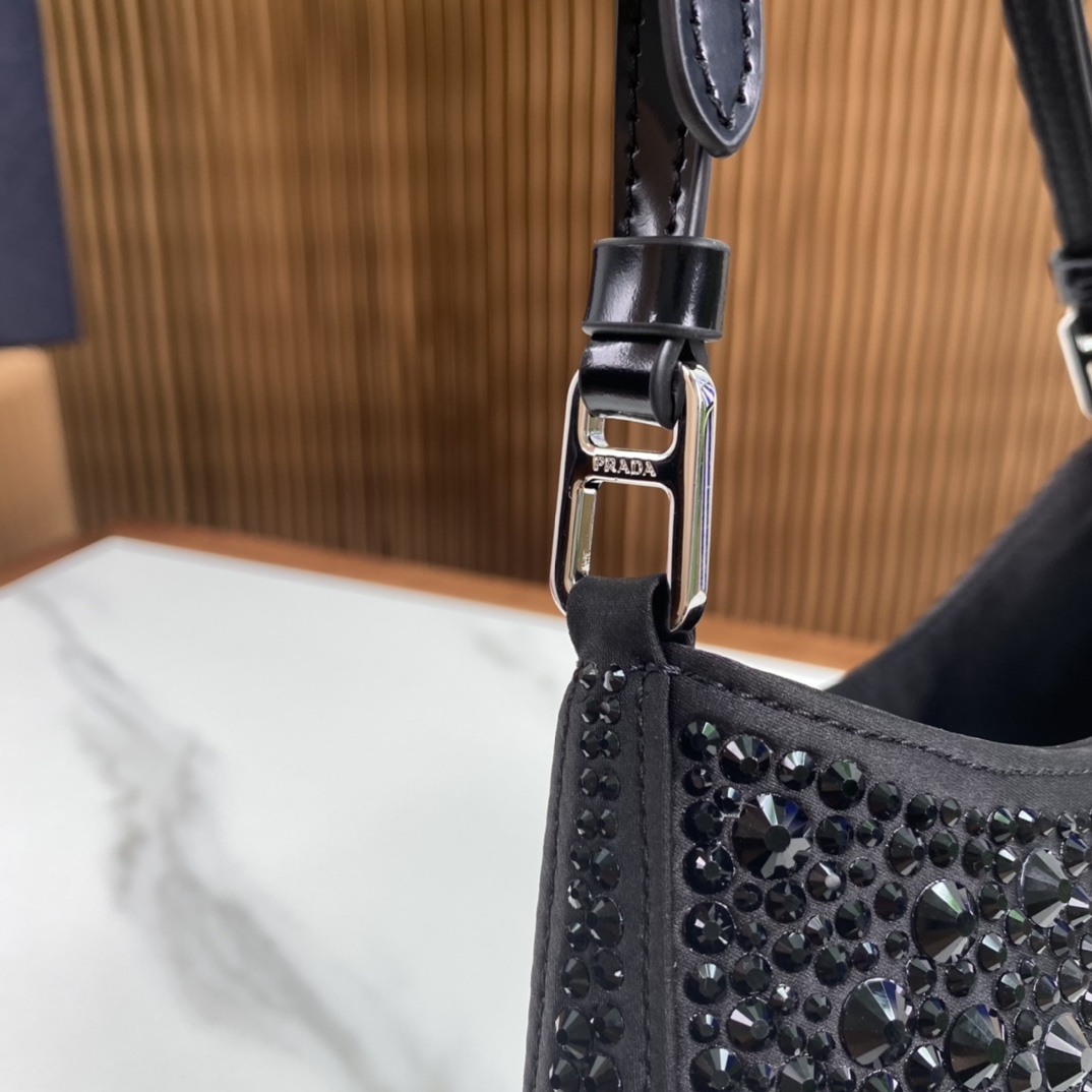 Pra*a cleo satin bag with crystals