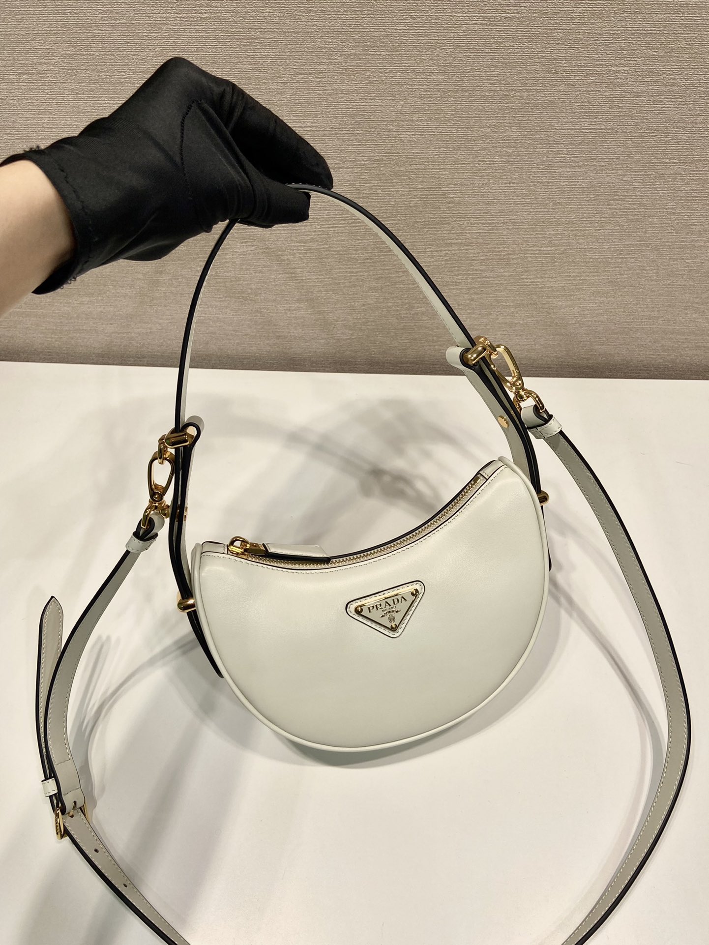 Pra*a arqué leather mini shoulder bag