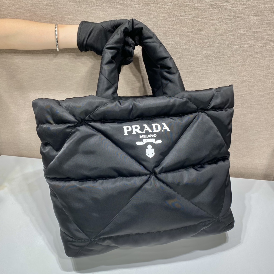 Pra*a black padded nappa tote bag