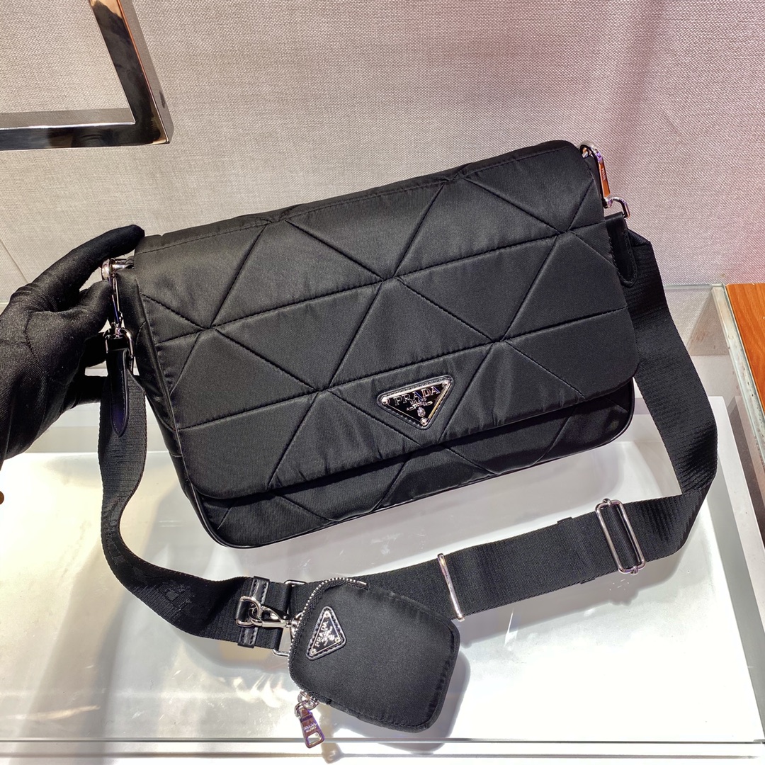 Pra*a system nappa patchwork bag