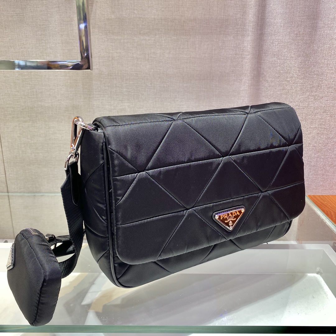 Pra*a system nappa patchwork bag
