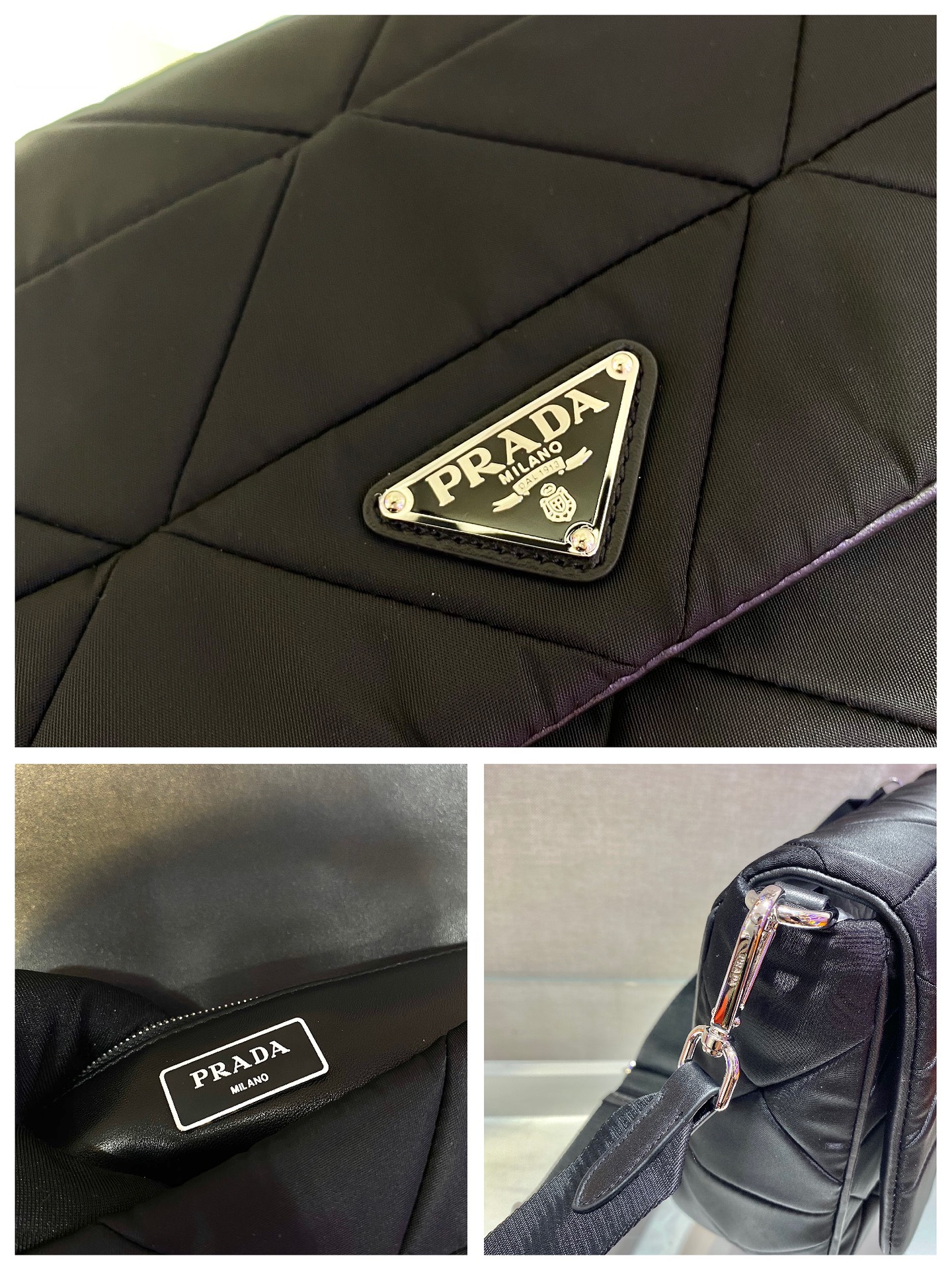 Pra*a system nappa patchwork bag