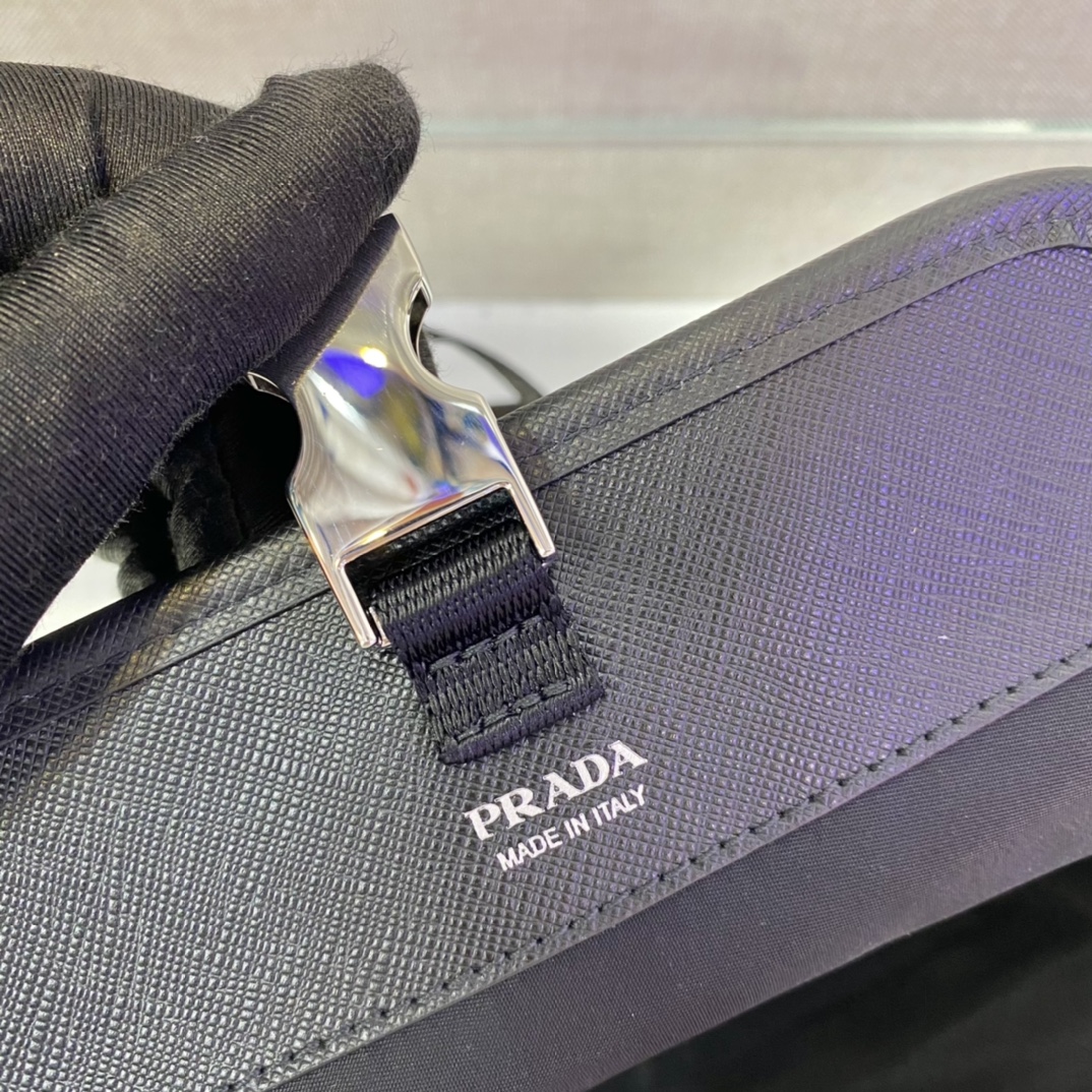 Pra*a re-nylon and saffiano leather smartphone case