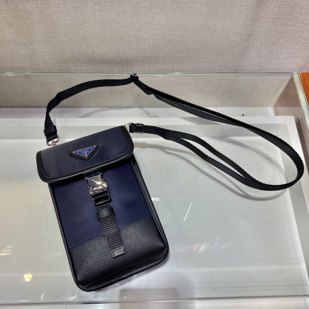 Pra*a re-nylon and saffiano leather smartphone case