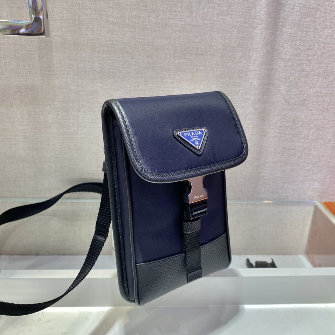 Pra*a re-nylon and saffiano leather smartphone case
