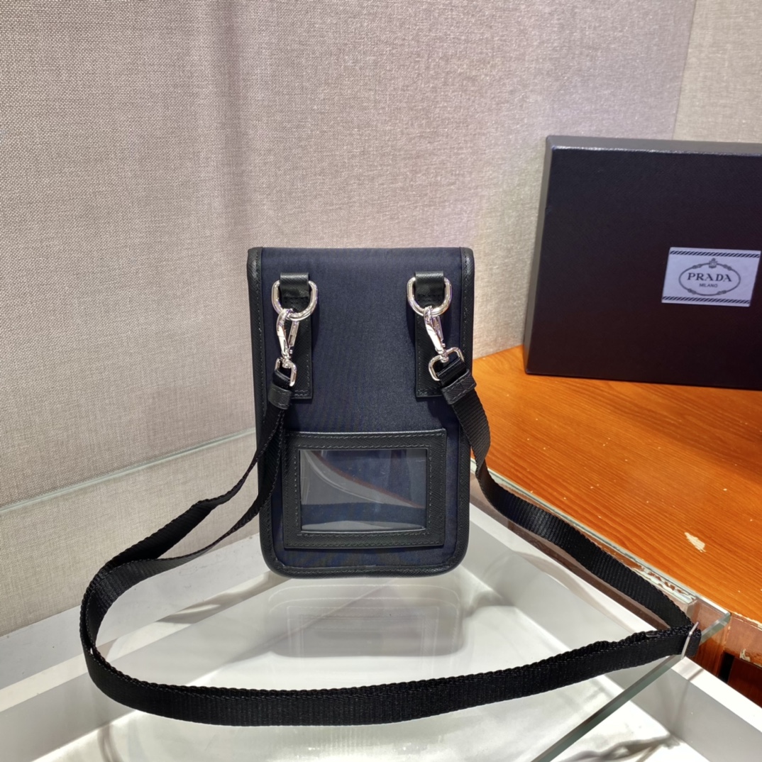 Pra*a re-nylon and saffiano leather smartphone case