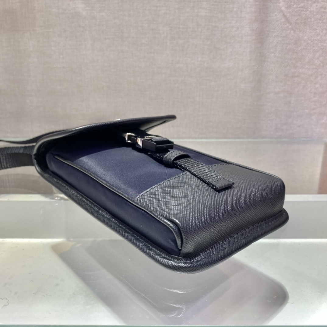 Pra*a re-nylon and saffiano leather smartphone case