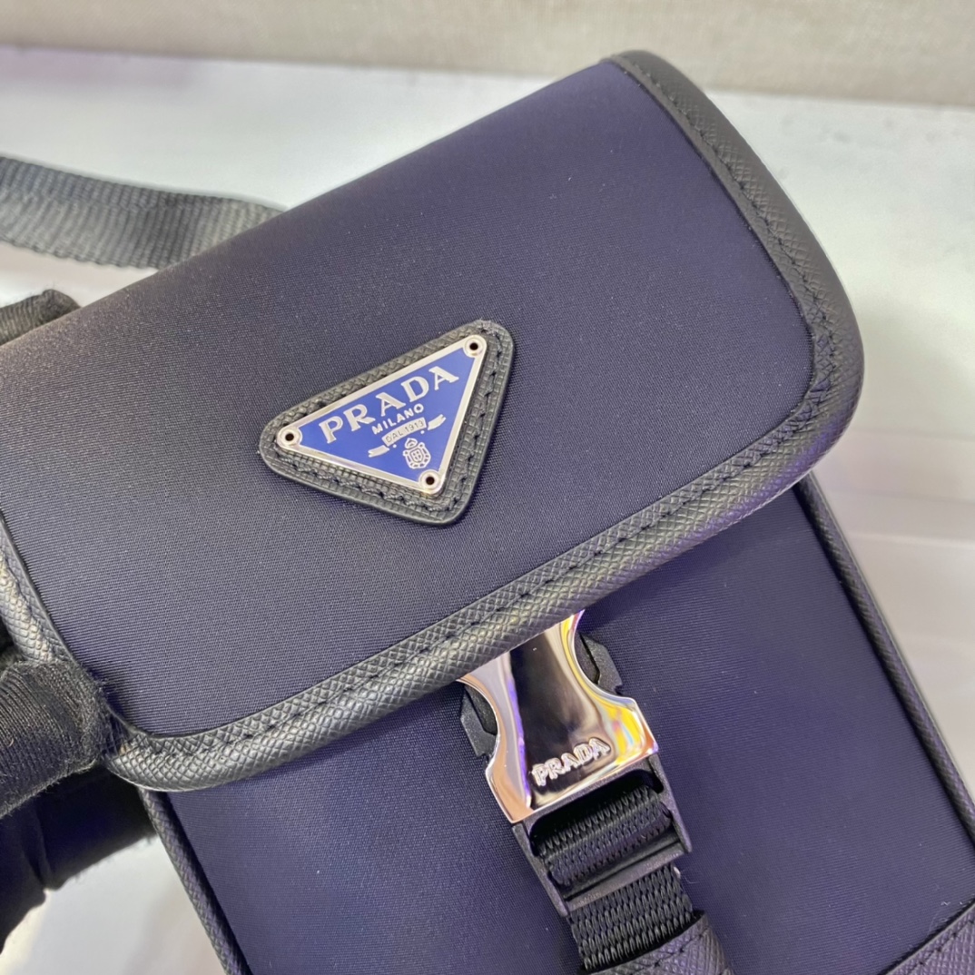 Pra*a re-nylon and saffiano leather smartphone case