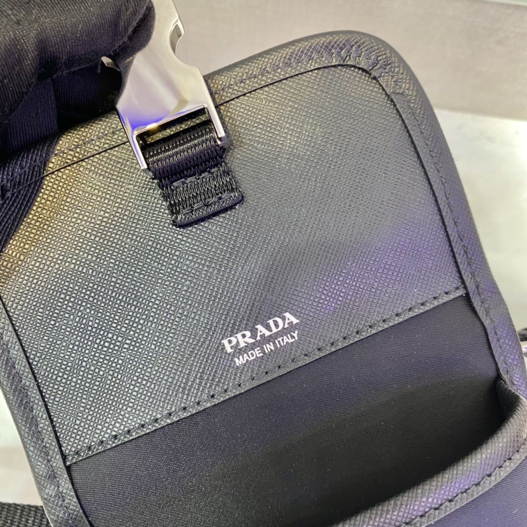 Pra*a re-nylon and saffiano leather smartphone case