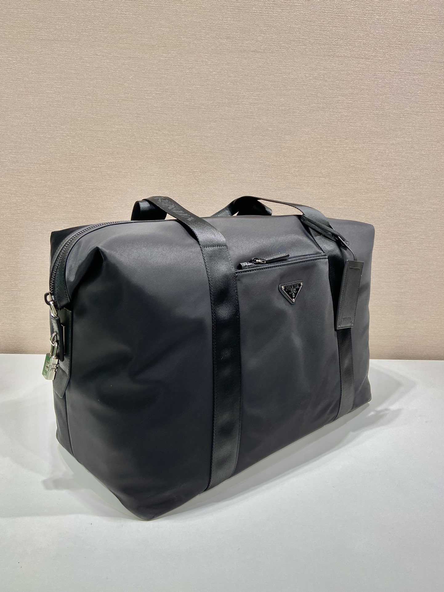 Pra*a re-nylon and saffiano leather duffle bag