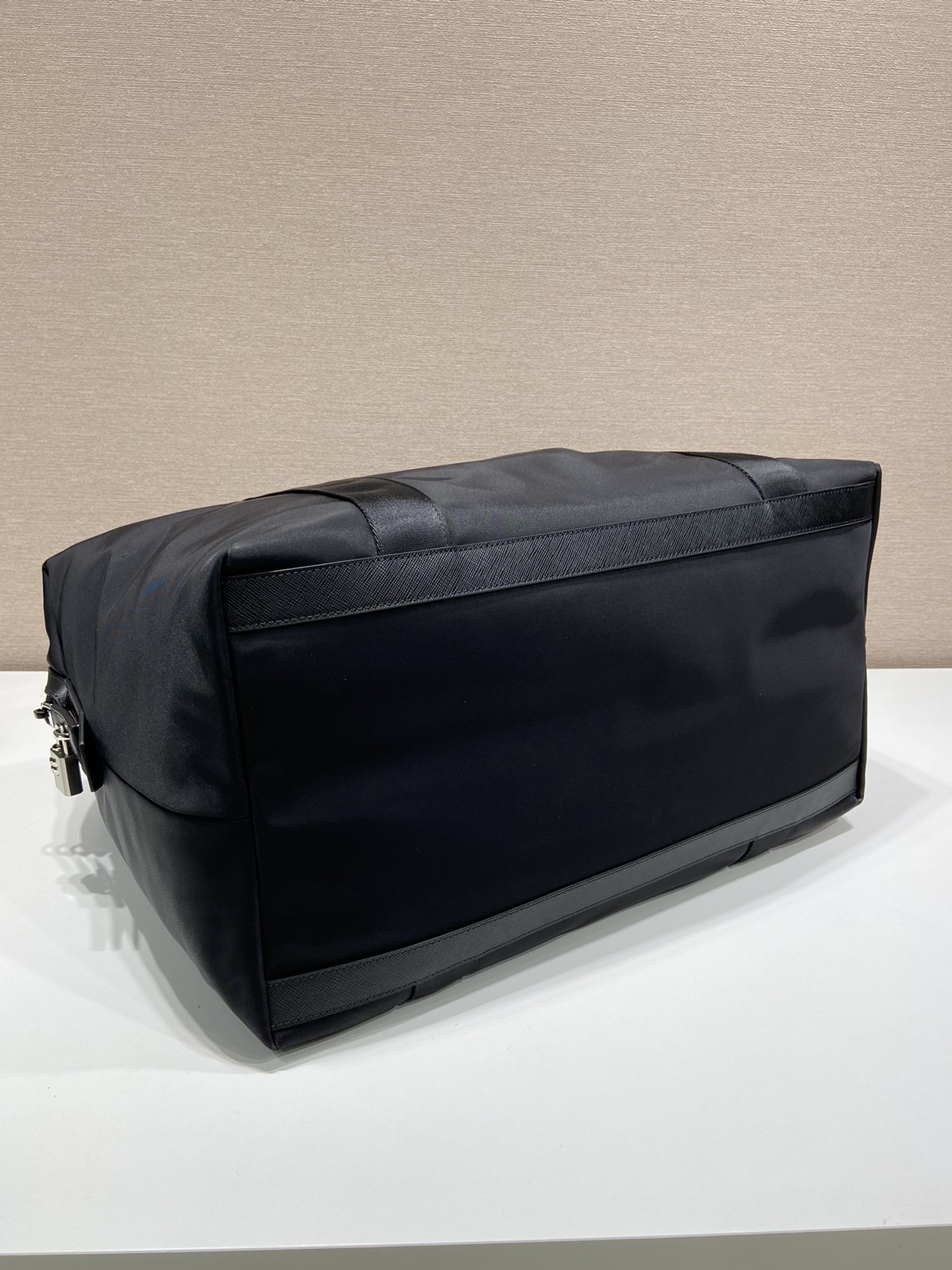 Pra*a re-nylon and saffiano leather duffle bag