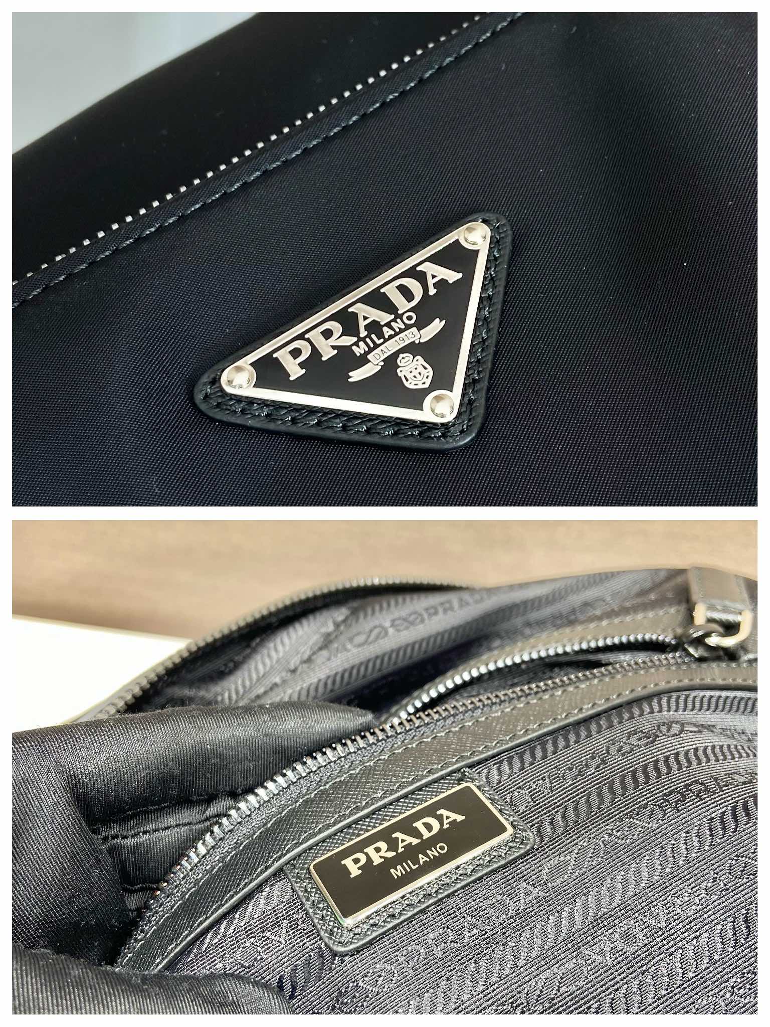 Pra*a re-nylon and saffiano leather duffle bag