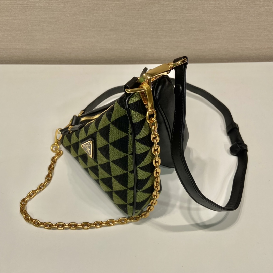 Pra*a symbole leather and fabric mini bag