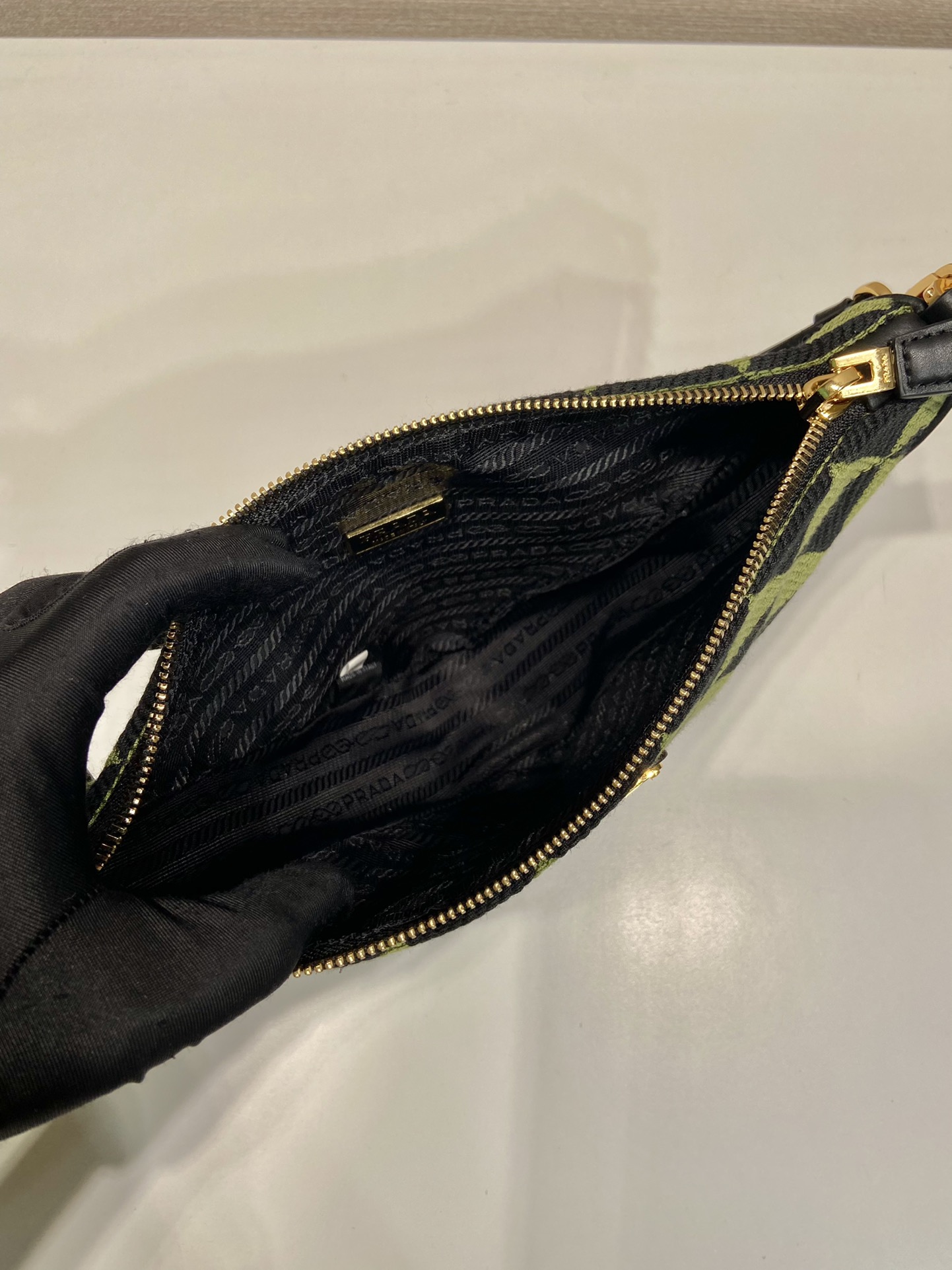 Pra*a embroidered jacquard fabric mini-bag