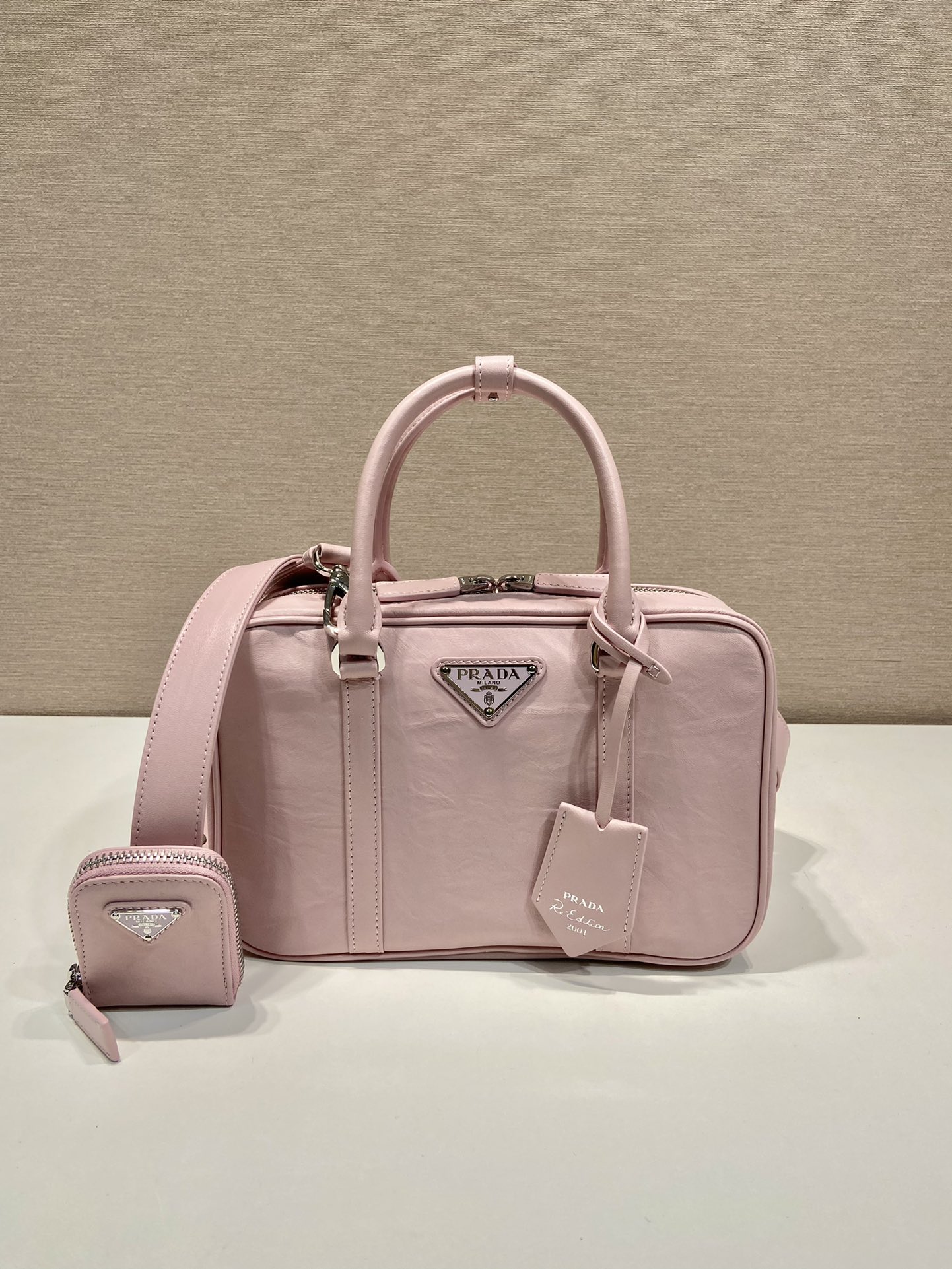 Pra*a antique nappa leather top handle bag