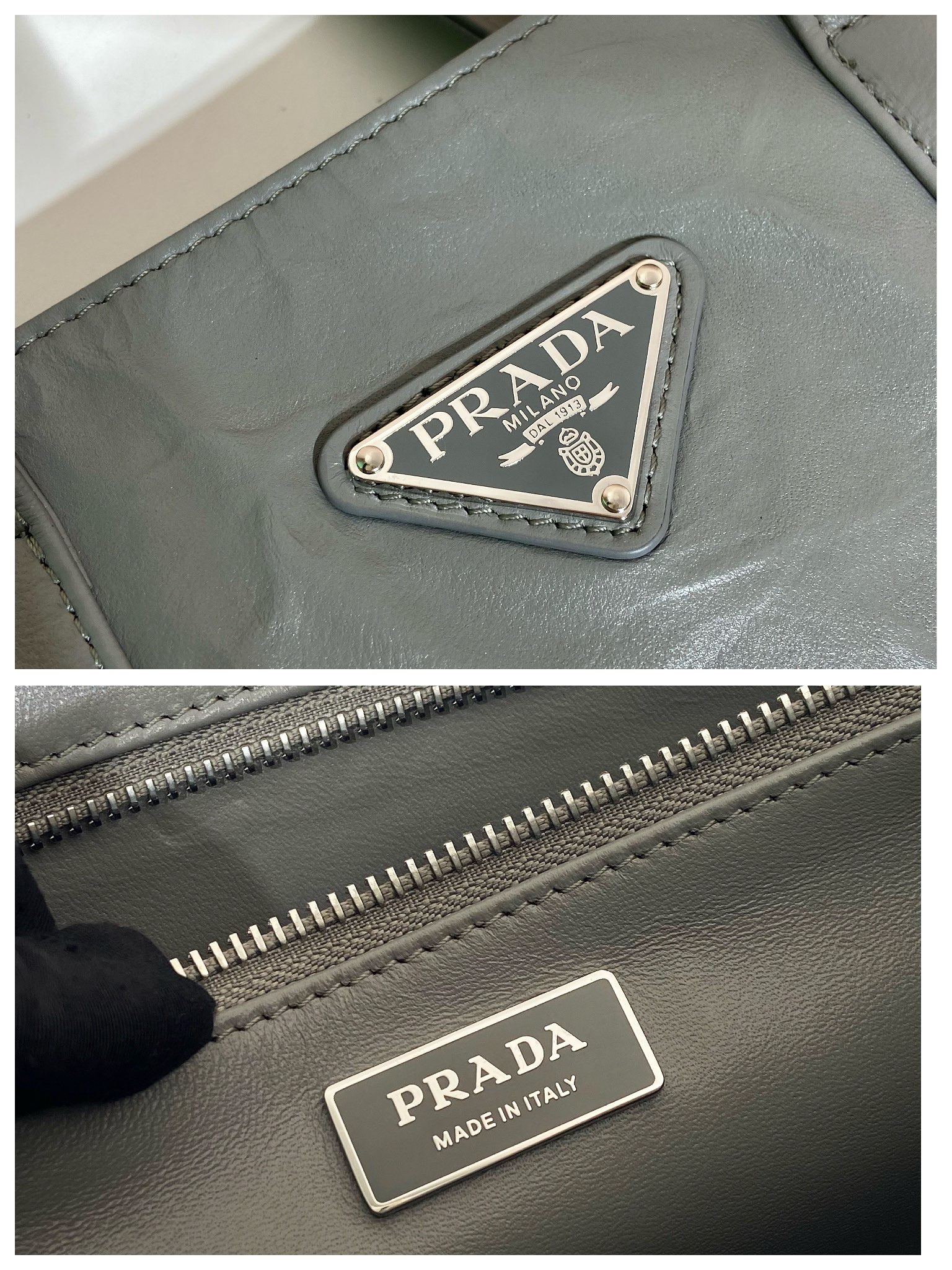 Pra*a medium antique nappa leather tote bag