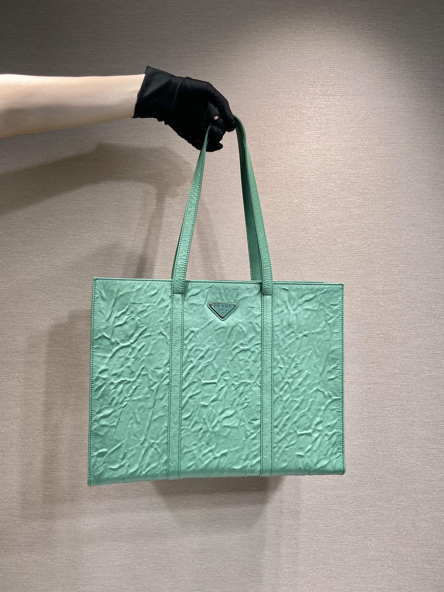 Pra*a large antique nappa leather tote