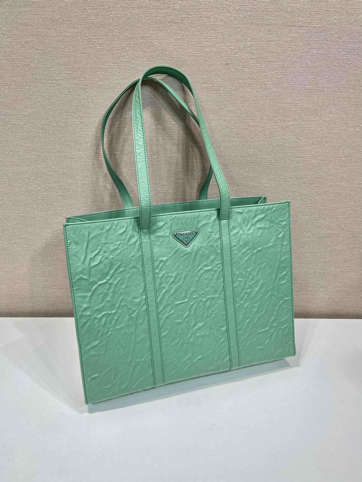 Pra*a large antique nappa leather tote
