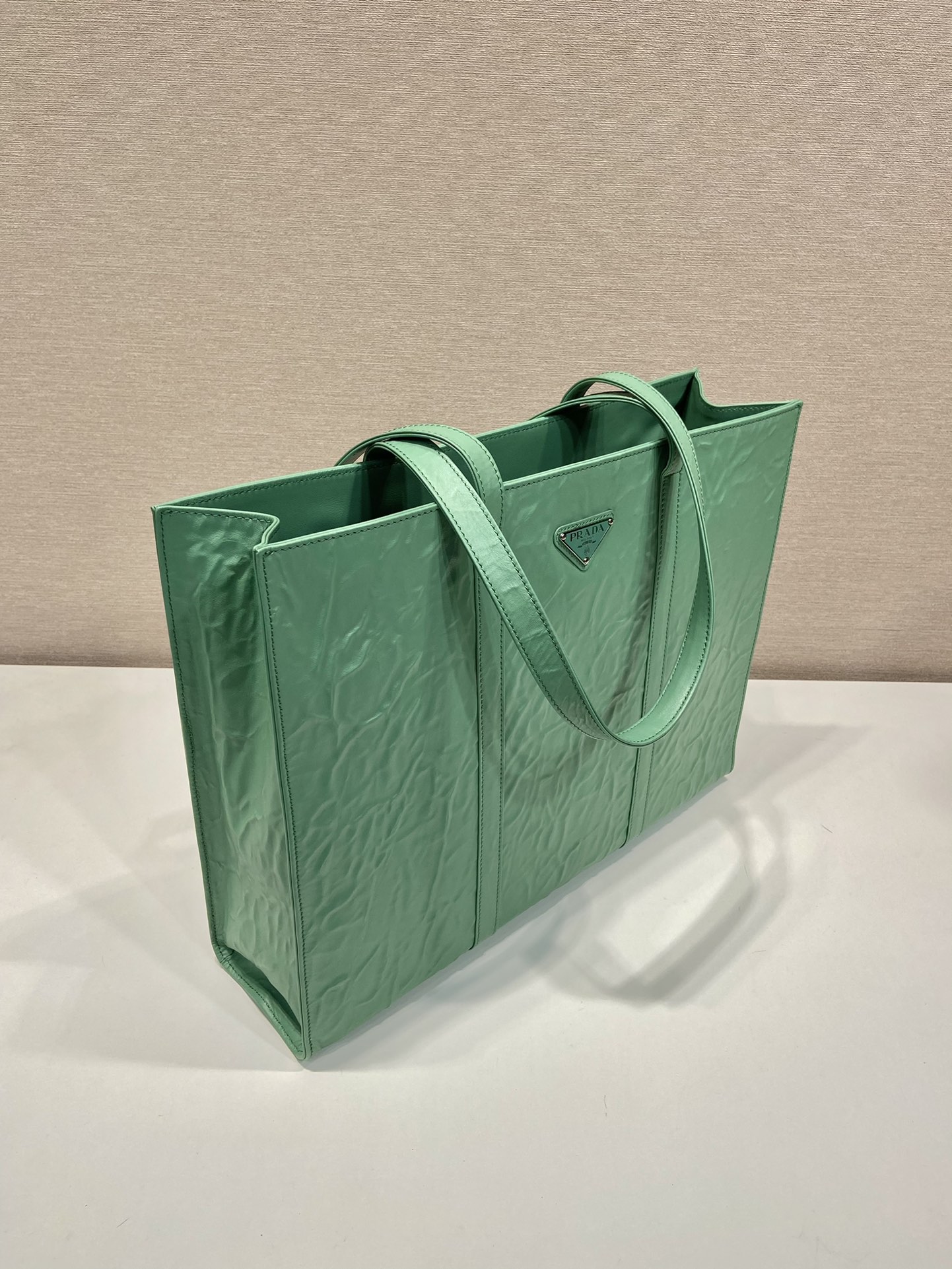 Pra*a large antique nappa leather tote