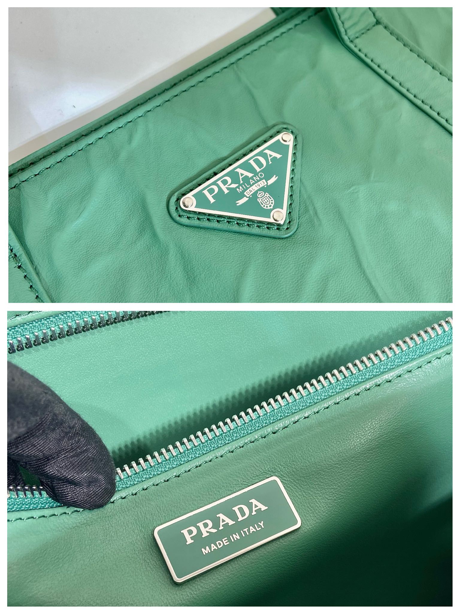 Pra*a large antique nappa leather tote
